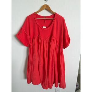 Free People Womens Catalina Mini Dress Tunic Watermelon Babydoll Size Large